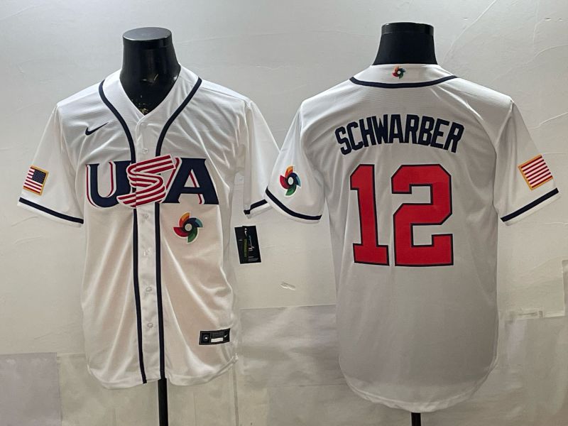 Men 2026 World Cub USA #12 Schwarber White Game Nike MLB Jersey style 0011->->MLB Jersey